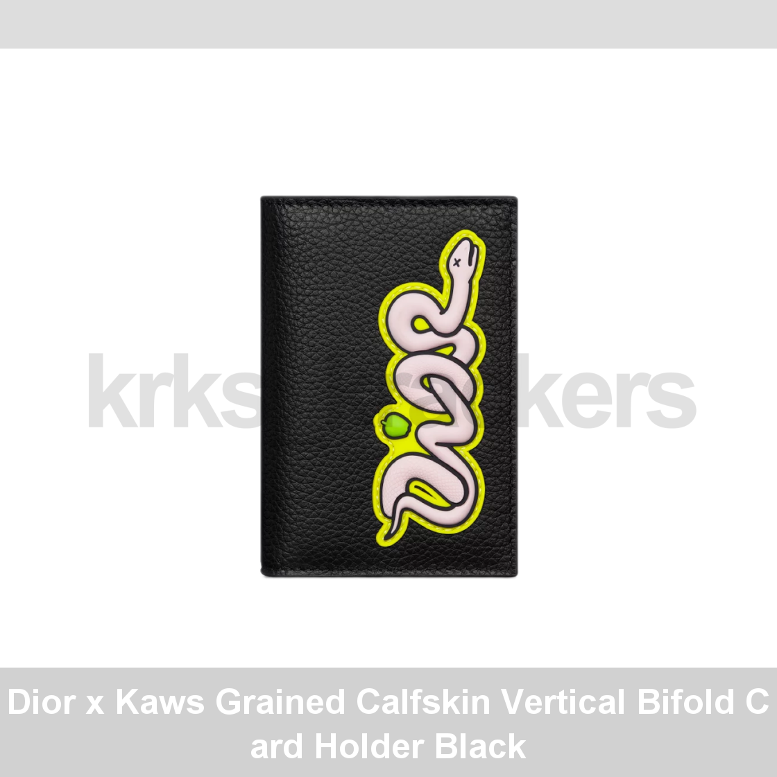 Dior x Kaws Black Grained Calfskin Vertical Bifold Card Holder