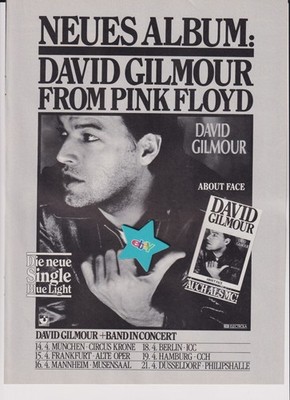 Pink Floyd / DAVID GILMOUR - About Face - Original Werbeanzeige 1984 / Werbung