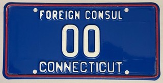 CONNECTICUT Foreign Consul SAMPLE License Plate #00