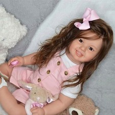 28" Finished Reborn Baby Doll Toddler Girl Rooted Hair Cloth Body Handmade Gift