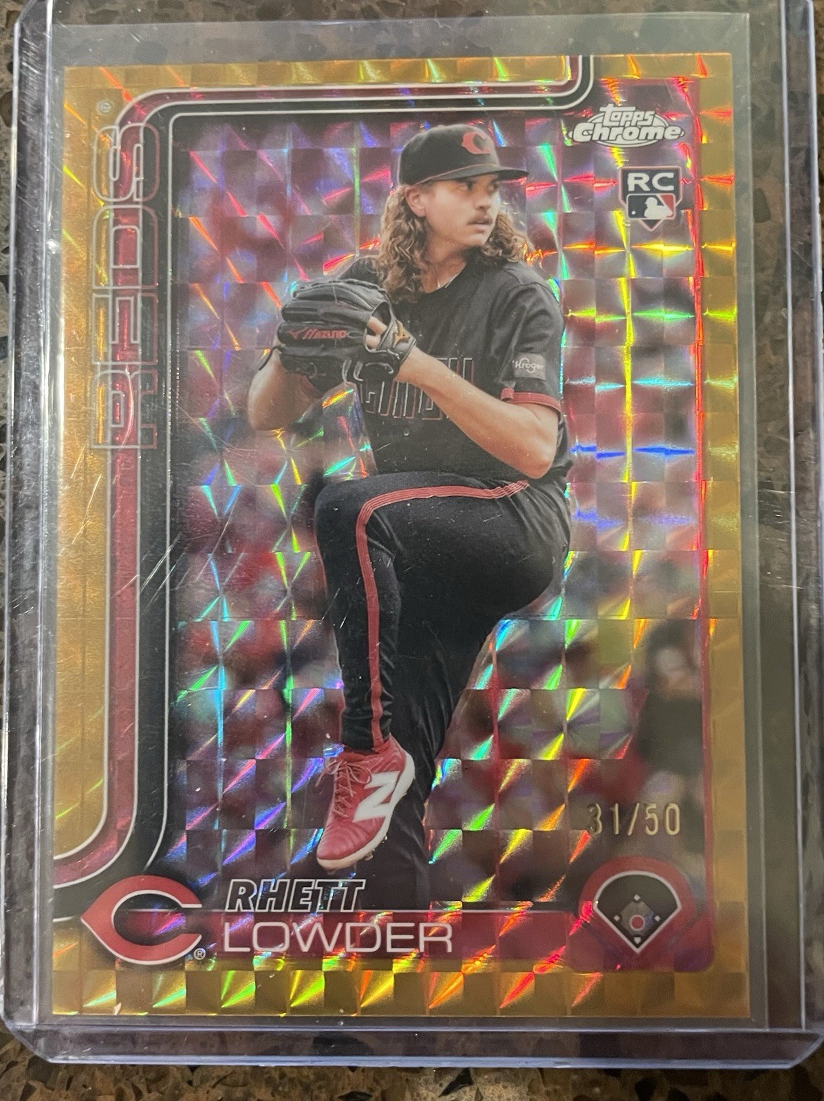 2025 Topps Chrome Rhett Lowder #147 Gold Geometric Refractor /50 (RC)