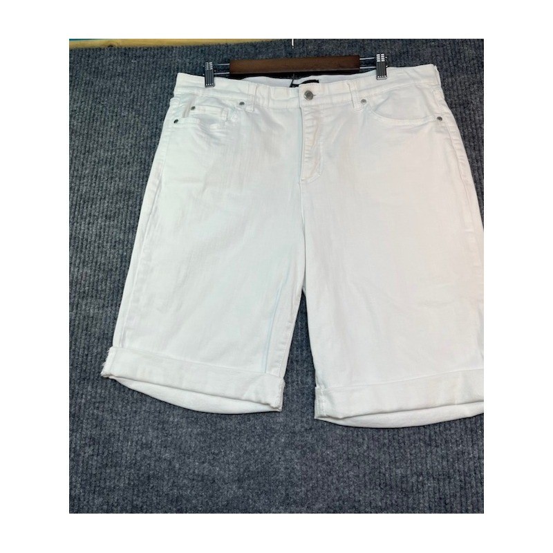 Bermudas de mezclilla blancas Kim Rogers para mujer con puños elásticos talla 16