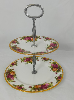 Royal Albert Old Country Rose 2 Etagen Kuchenständer gebraucht