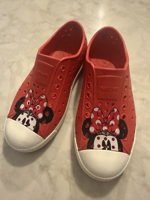 Disney X Native Shoes Red Minnie Mouse Face Rubber Slip On Kids Size 12 C12