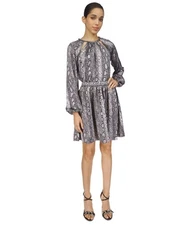 Michael Kors Womens Snakeskin Printed Chain Neck Cocktail Dress