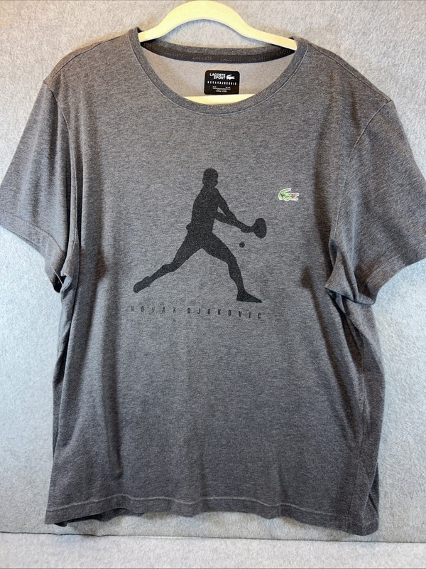 Lacoste Sport X Novak Djokovic Gray Graphic Logo T-Shirt Men's XXL