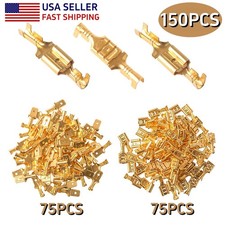 150PCS Female Male Brass Quick Splice Wire Terminals 6.3mm Spade Connectors US