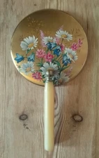 Vintage Vanity Shaving/Makeup Magnifying Hand Mirror Brass with Bakelite Handle