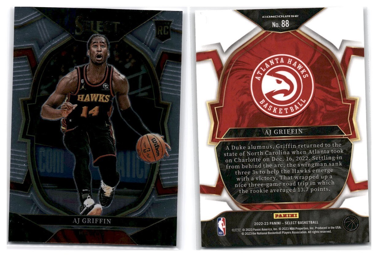 2022-23 Panini Select AJ Griffin Rookie Concourse Base #88 - Atlanta Hawks