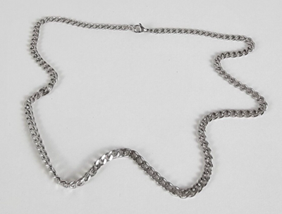 Silver-Tone Curb Chain Necklace Lobster Clasp Signed H 22 