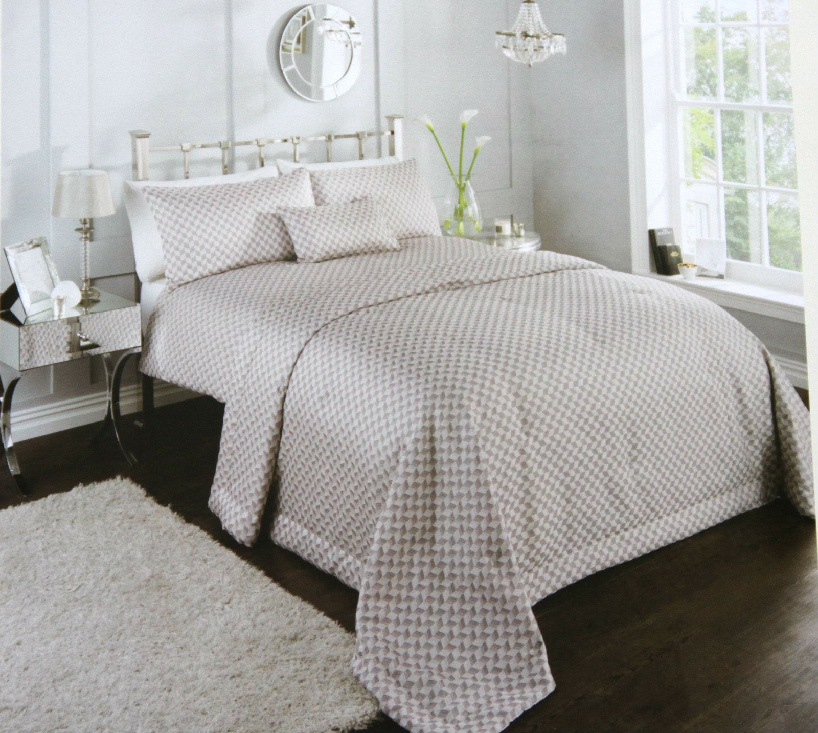 Coloroll Grey Herringbone Jacquard Double Size Duvet Bedding Set | eBay