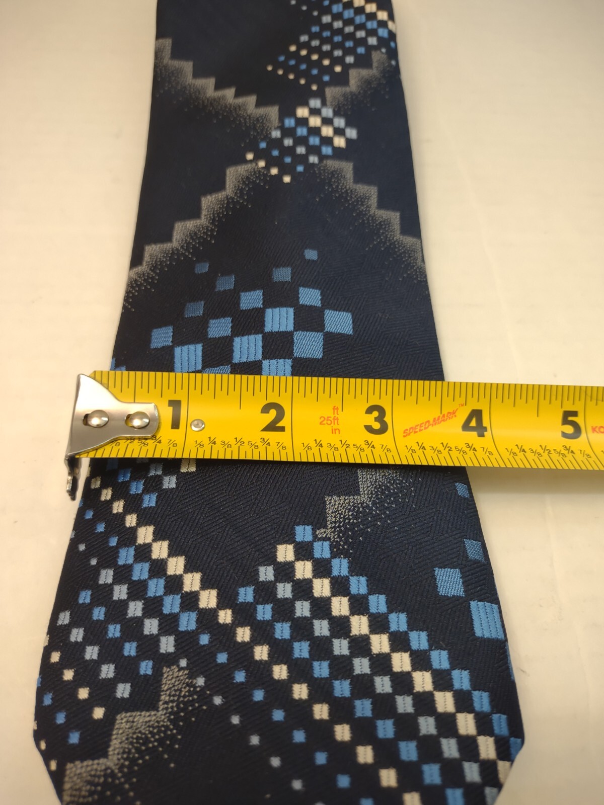 Johnny Carson Blue Geometric Polyester Necktie Vi… - image 7