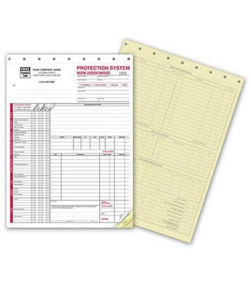 100 Security Protection System Work Order 3 Part Invoice / NEBS Deluxe No. 6560