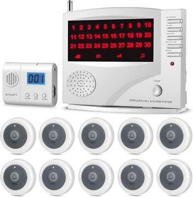 Nurse Call System Wireless Call System with 1 Portable Caregiver Pager 10 Call B