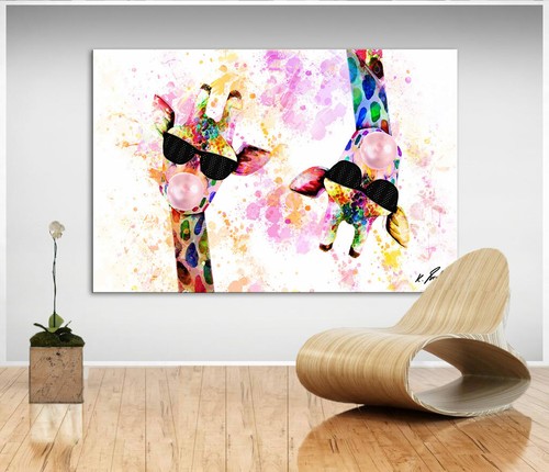 Tiere Giraffen Bunt Farbe Lustig Bild Leinwand Abstrakte Bilder 