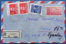 Lettre recommandée de Yougoslavie pour la France, 1949
