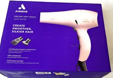 Andis Pro Dry Soft Touch Tourmaline Ceramic Ionic Hair Dryer, 1875 Watts, Pink