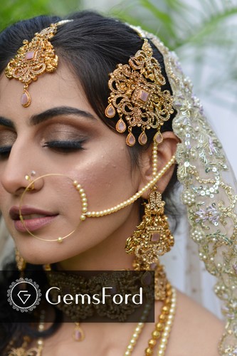 New Full handmade Bridal Mala Jewellery Set Indian Pakistani Choker earrings UK - Picture 4 of 22
