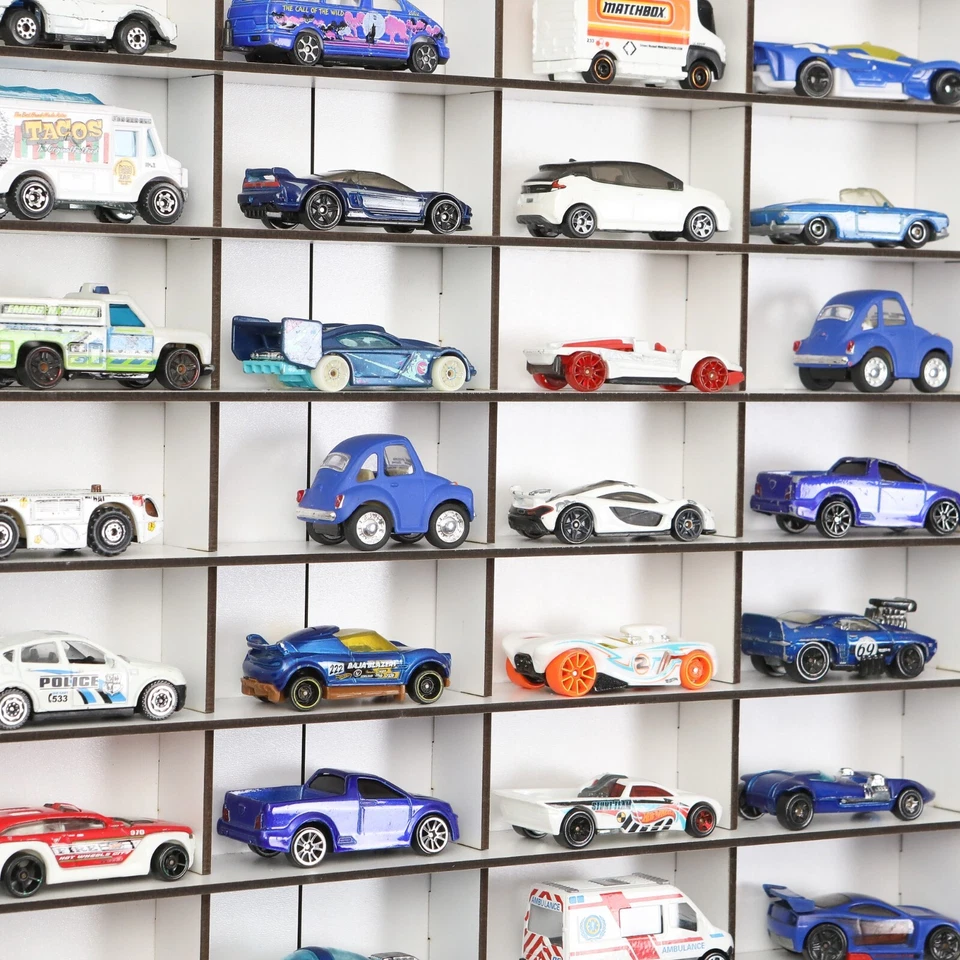 1:64 Toy Car Wall Shelf, Hot wheels Display Case for 50 Cars with Acrylic Doors - Image 3 of 4