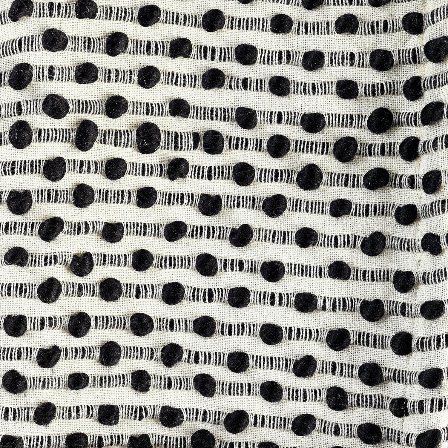Rivet Bubble Textured Lightweight Decorative Fringe Throw Blanket 48x60 Blk/Crm