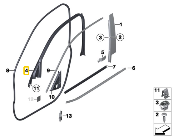OEM GENUINE BMW X4 F26 COVER WINDOW FRAME DOOR FRONT RIGHT  