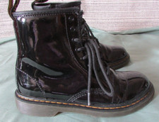 Girl's Dr. Martens 1460J Black Patent Leather Boots Size 3