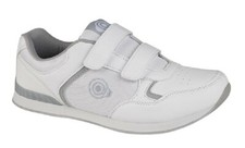 Dek T837 Mens Drive Touch Fastening Trainer-Style Bowling Shoes White/Grey PU/Te