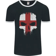 English Skull England Flag Gym Biker Mens Ringer T-Shirt FotL