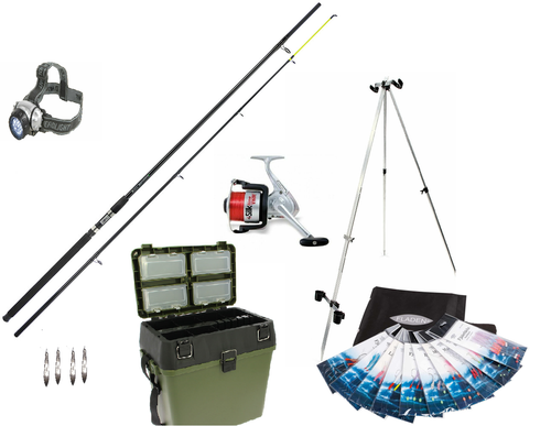 Sea Fishing Kit 12ft Rod Reel Seat Tackle Box Rigs Weights Beach Fishing Combo - Picture 3 of 3