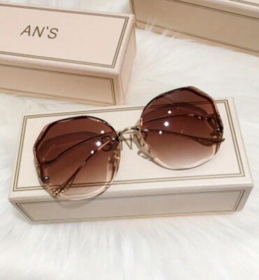 Women's Coffee Brown Fashion Oversized Frame Uv400 Protection Glasses Brand New