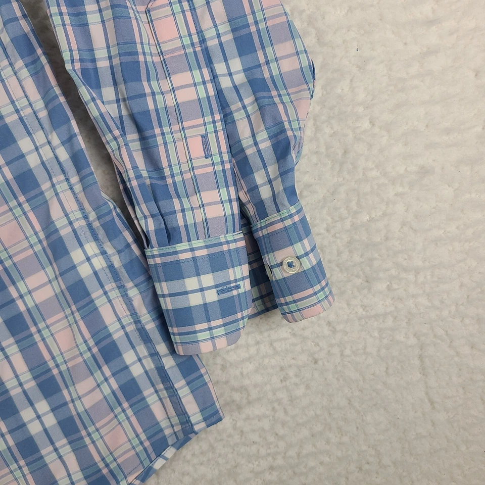 Camisa de vestir Southern Tide para hombre XL azul rosa verde a cuadros intercostero abotonada Foto 2 de 4
