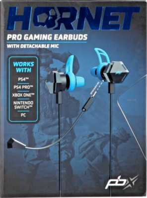 Pro Gaming Earbuds with Detachable Mic (Hornet-PBGH10BL) Ships 