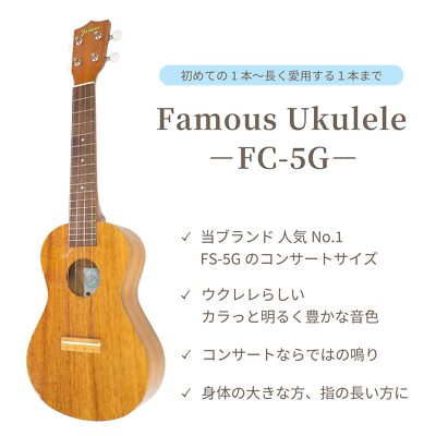 Famous Concert Ukulele Set (Famous FC-5G Case Instruction Book 