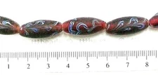 Venetian Style Oval Fancy Red African Trade Beads  15 Pc       T 4052  RT