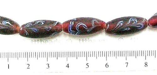 Venetian Style Oval Fancy Red African Trade Beads  15 Pc       T 4052  RT