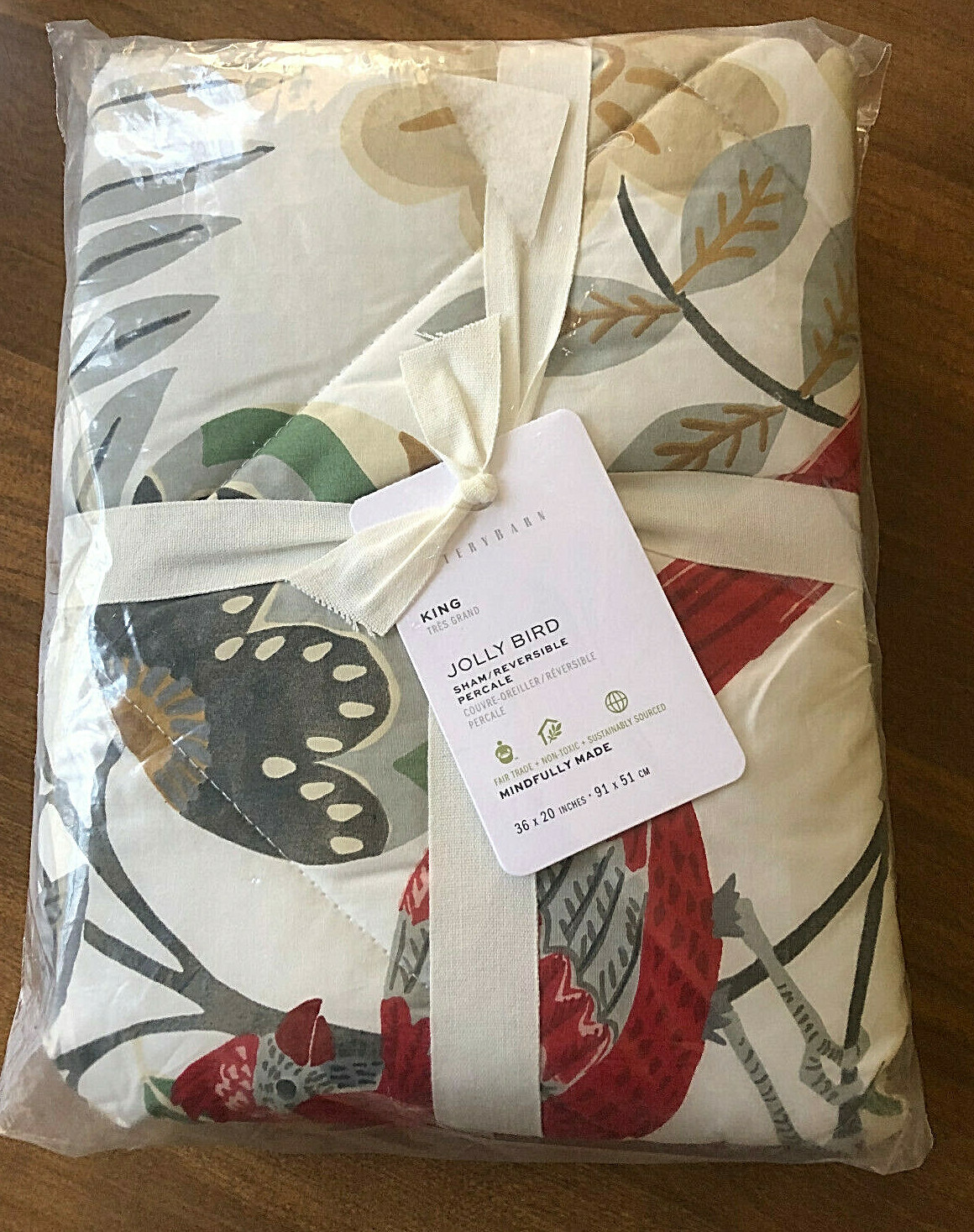 1 Pottery Barn JOLLY BIRD King Sham Christmas Holiday eBay