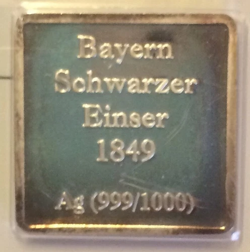 Briefmarke 999/1000 Silber Bayern Schwarzer Einser 1849 aus Nachlass - Bild 3 von 3