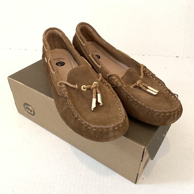 Lamo Womens 10 Mocosin Shoes Slip on Elite Leather Suede Chestnut Tassels Flats