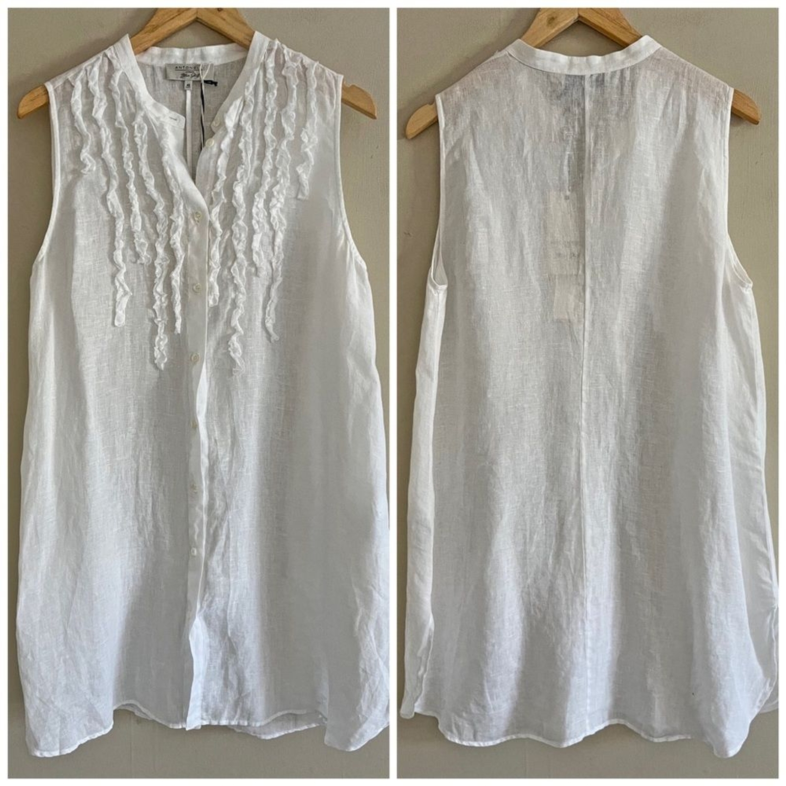 NWT ANTONELLI FIRENZE Italian 100% linen button front lightweight tunic $298