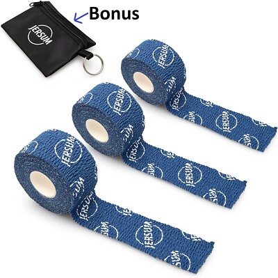 JERSUM Premium Weightlifting Thumb Tape Stretchy Adhesive Latex-Free Black, Blue