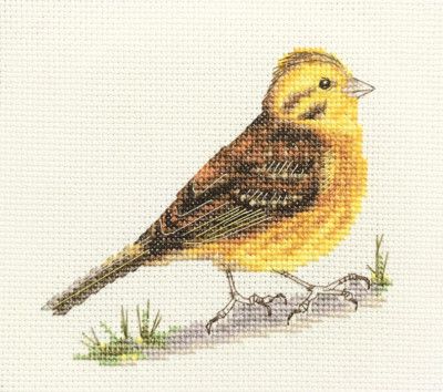 YELLOWHAMMER Bird, Full counted cross stitch sewing kit - all materials *Fido