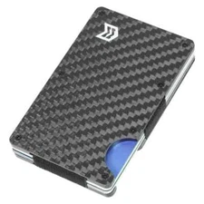 MISSION MADE Minimalist CARBON FIBER RFID Tactical Wallet w/ Money Clip $59 -NEW