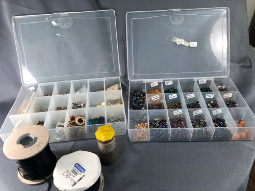 Glass Art Beads Findings Purple Blue Yellow Gold Green 2 Rolls Cord Earrings Art