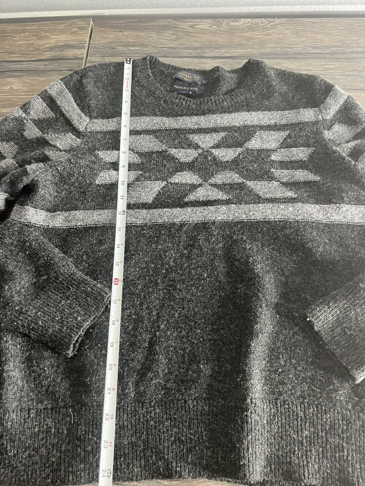 Pendleton Navajo Western pullover sweater gray wo… - image 4