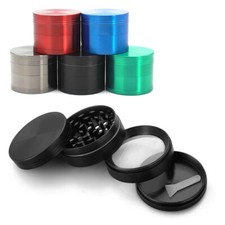 4 Part Large 50mm Herb Spice Magnetic Crusher Grinder Anodize Silver