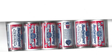 MINIATURE BUDWEISER CANS (6) WATER FILLED 2 INCHES TALL
