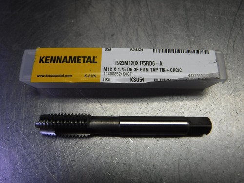 Kennametal M12x1.75 D6 3 Flute HSS Gun Tap T923M120X175RD6-A (LOC3301) - Afbeelding 1 van 3