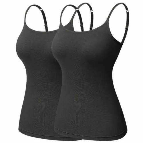 Camisole with Built in Bra Women Tank Tops Padded Bra Vest Undershirt Sleeveless - Picture 18 of 43