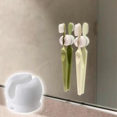 Simple Suction Cup Toothbrush Holder Bathroom Wall-Mounted New~  