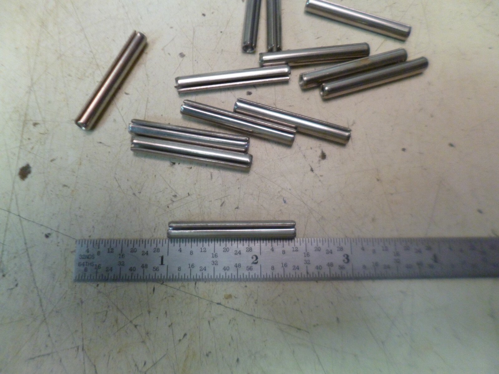 Roll pin, 3/16 x 1 3/8, steel, spring pin, 10 pieces